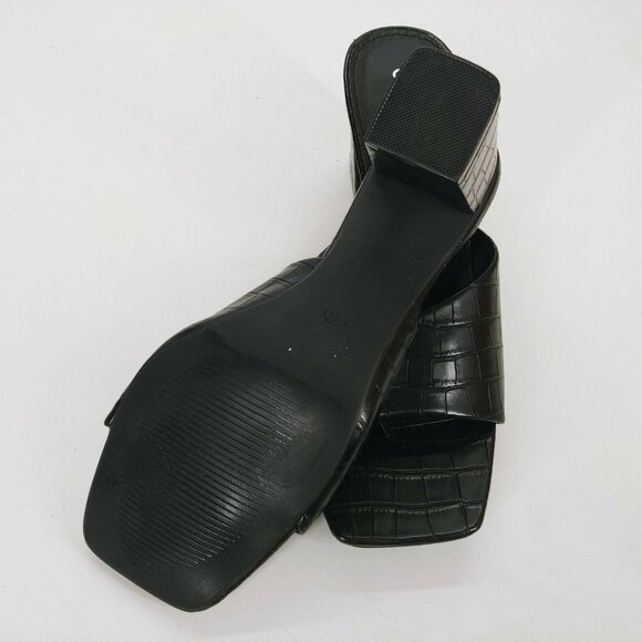 Camssoo Womens Black Alligator Slide Thong Sandal Block High Heel EUR 41‎ - Picture 5 of 10